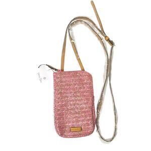 Vera Bradley Pink Cherry Straw‎ Cell Phone Crossbody Bag Purse NWT
